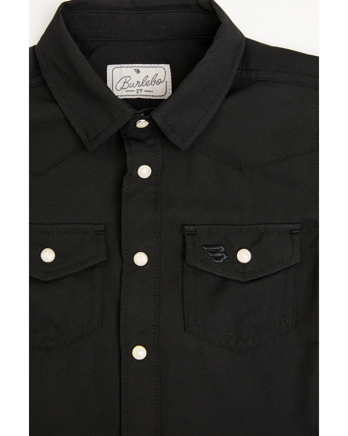 Image #2 - Burlebo Toddler Boys' Solid Short Sleeve Snap Performance Stretch Western Shirt, Black, hi-res