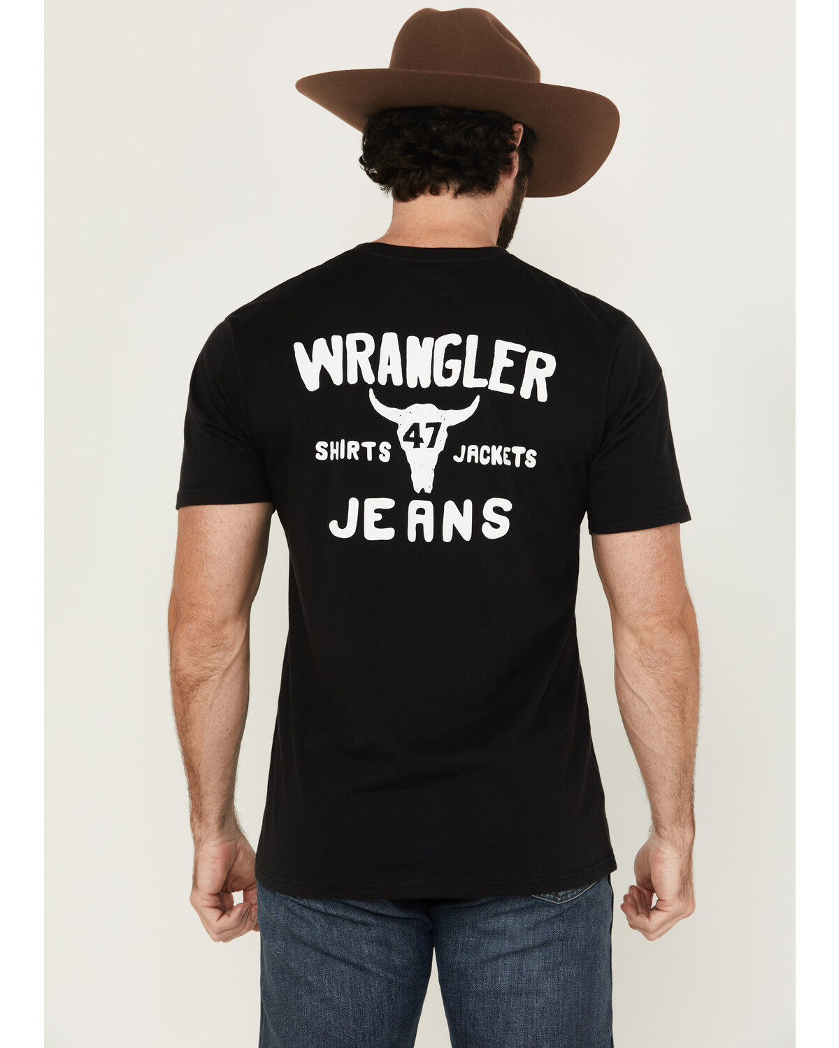 Wrangler Men's Boot Barn Exclusive Steer Head Logo Short Sleeve Graphic T-Shirt, Black, hi-res