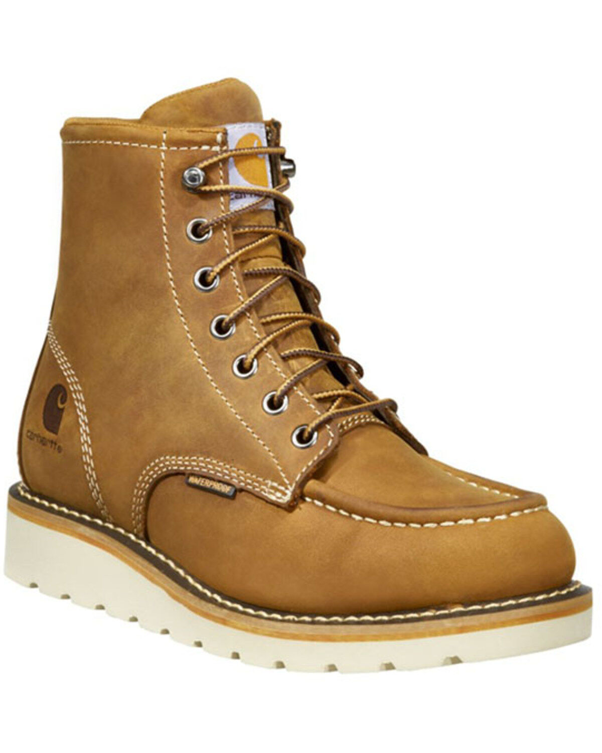 Carhartt Women's Wedge Sole Waterproof Moc Work Boots - Steel Toe, Light Brown, hi-res