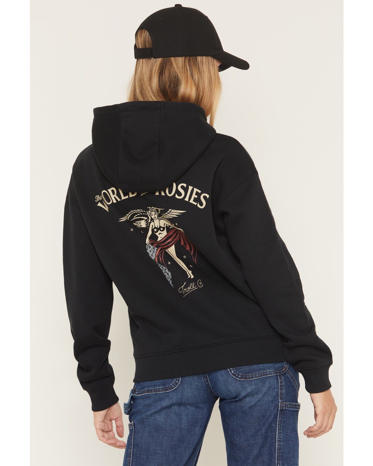 Image #1 - Troll Co Women's Rosie World Work Hoodie, Black, hi-res