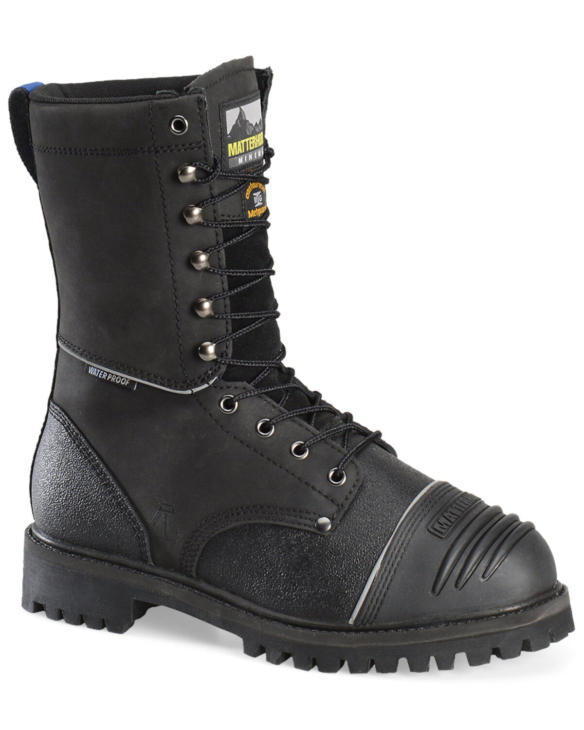 Matterhorn Men's Waterproof Lace-Up Met Guard Work Boots - Steel Toe, Black, hi-res