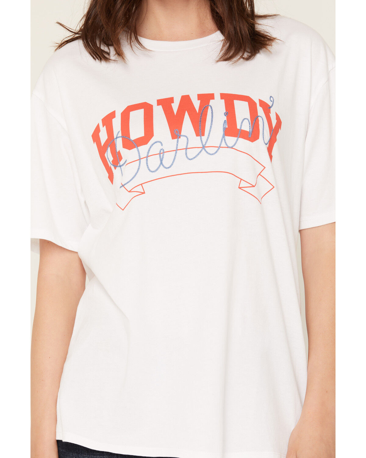 Image #3 - White Crow Women's Howdy Darlin' Embroidered Short Sleeve Graphic Tee, White, hi-res