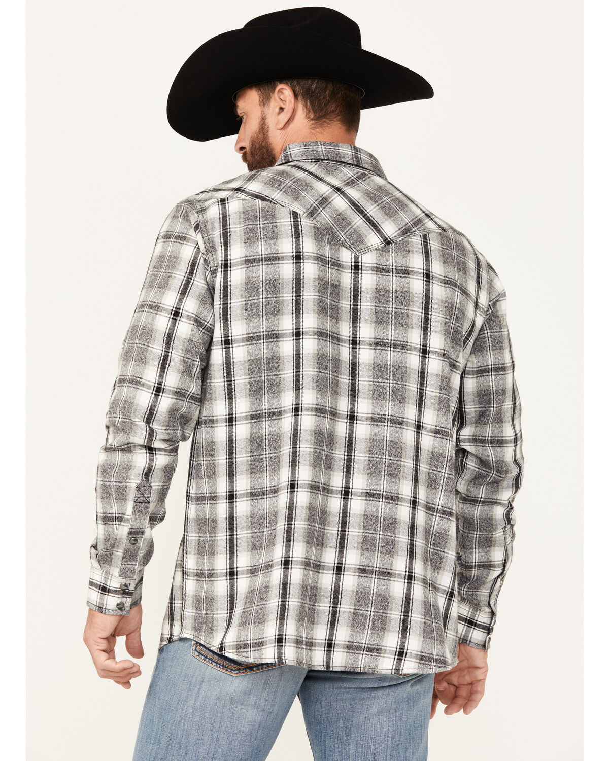 Image #4 - Moonshine Spirt&reg; Men's Gray Cloud Plaid Print Long Sleeve Snap Western Shirt, Grey, hi-res