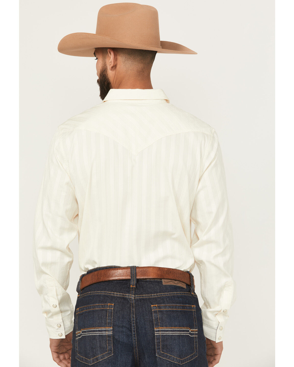 Image #4 - Cody James Men's Rustic Range Tonal Striped Long Sleeve Snap Western Shirt - Tall, Cream, hi-res