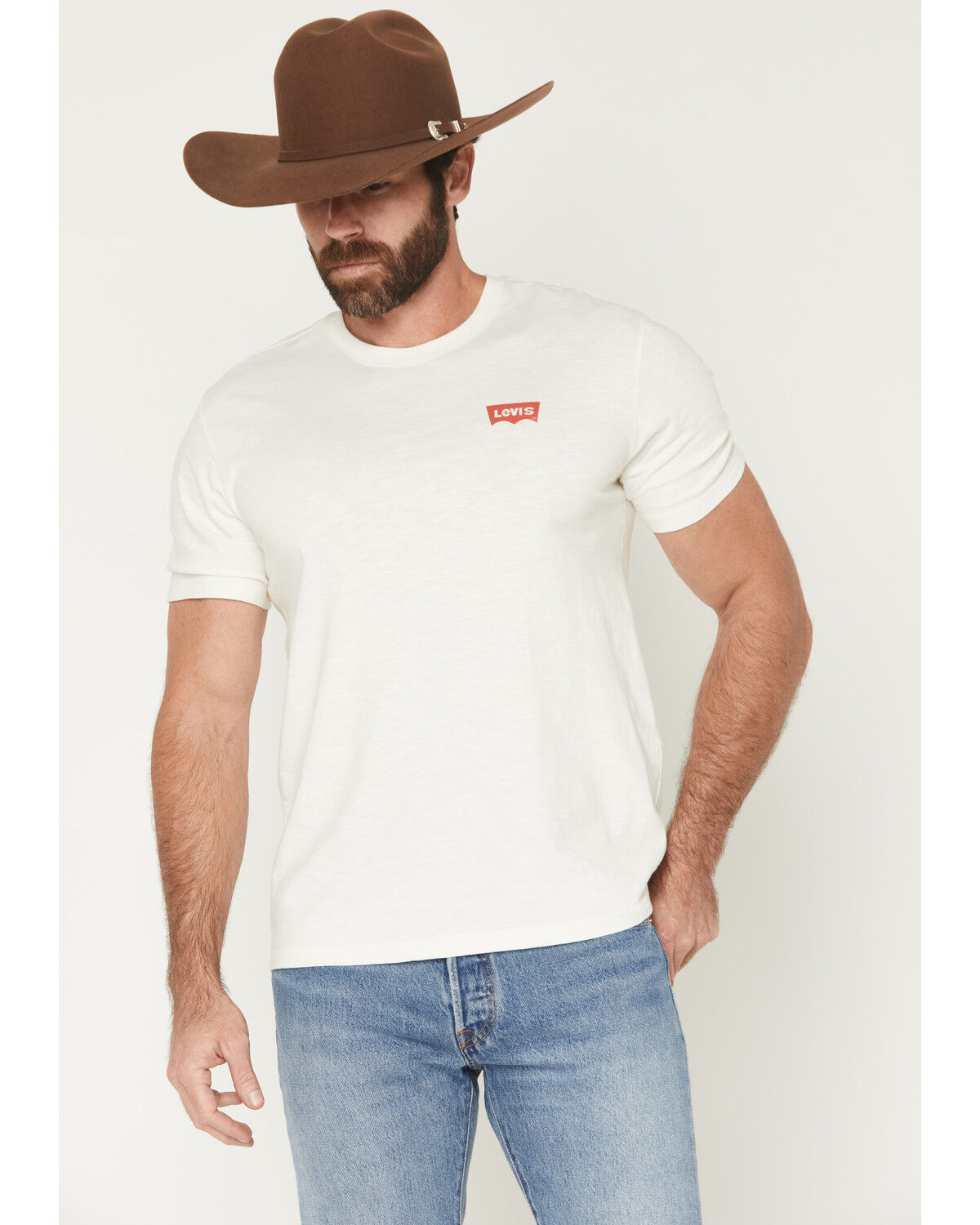 Image #1 - Levi's Men's Lasso Logo Short Sleeve Graphic T-Shirt, Off White, hi-res