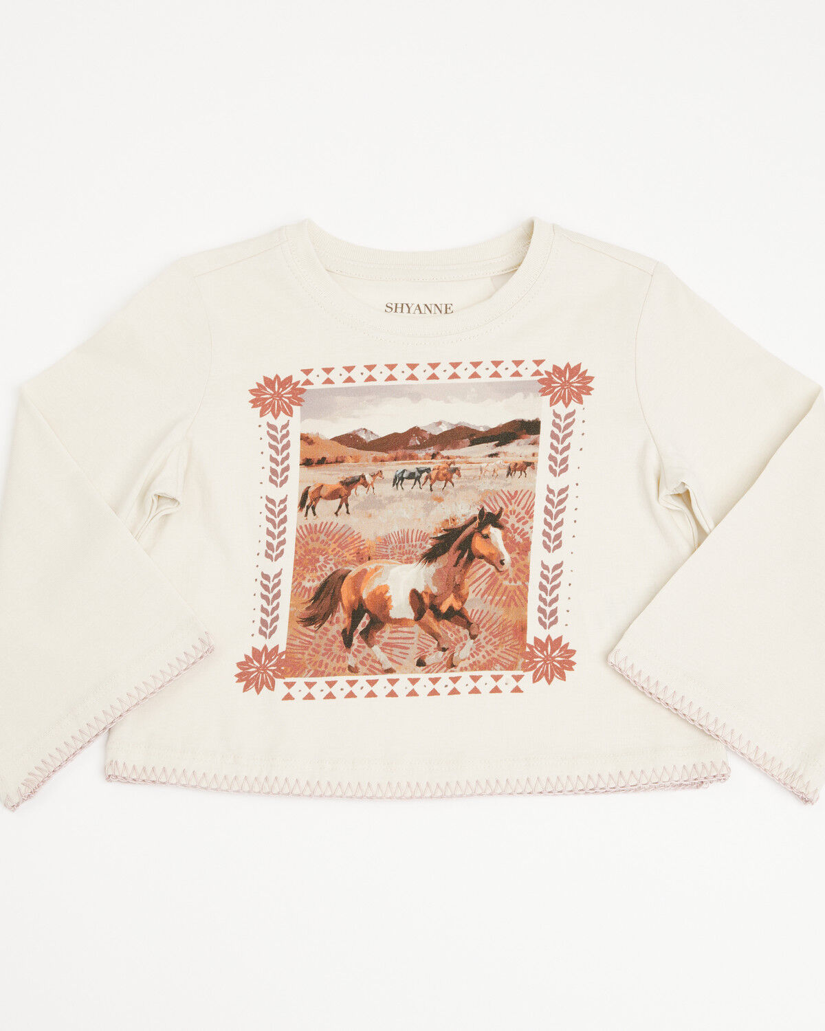 Image #1 - Shyanne Toddler Girls' Molly 3/4 Bell Sleeve Graphic Tee, Natural, hi-res