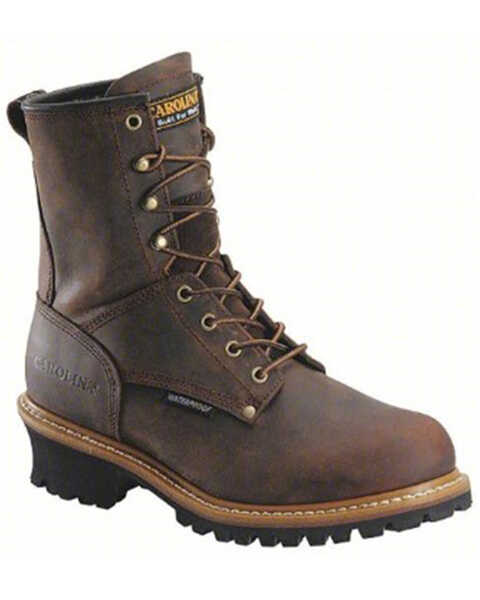 Image #1 - Carolina Men's Logger 8" Steel Toe Work Boots, Brown, hi-res