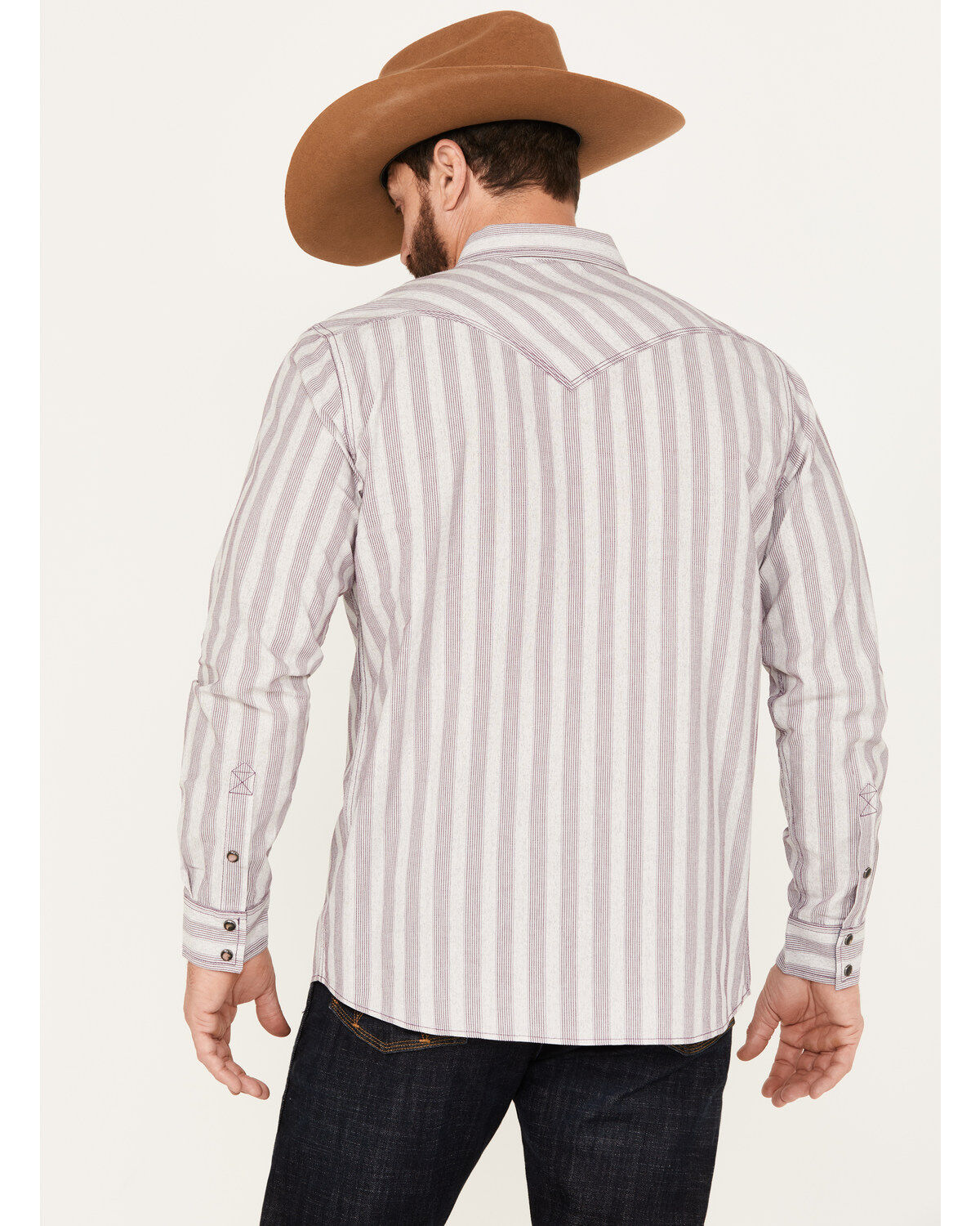 Image #4 - Moonshine Spirit&reg; Men's Cosmic Dobby Striped Long Sleeve Western Snap Shirt, Purple, hi-res