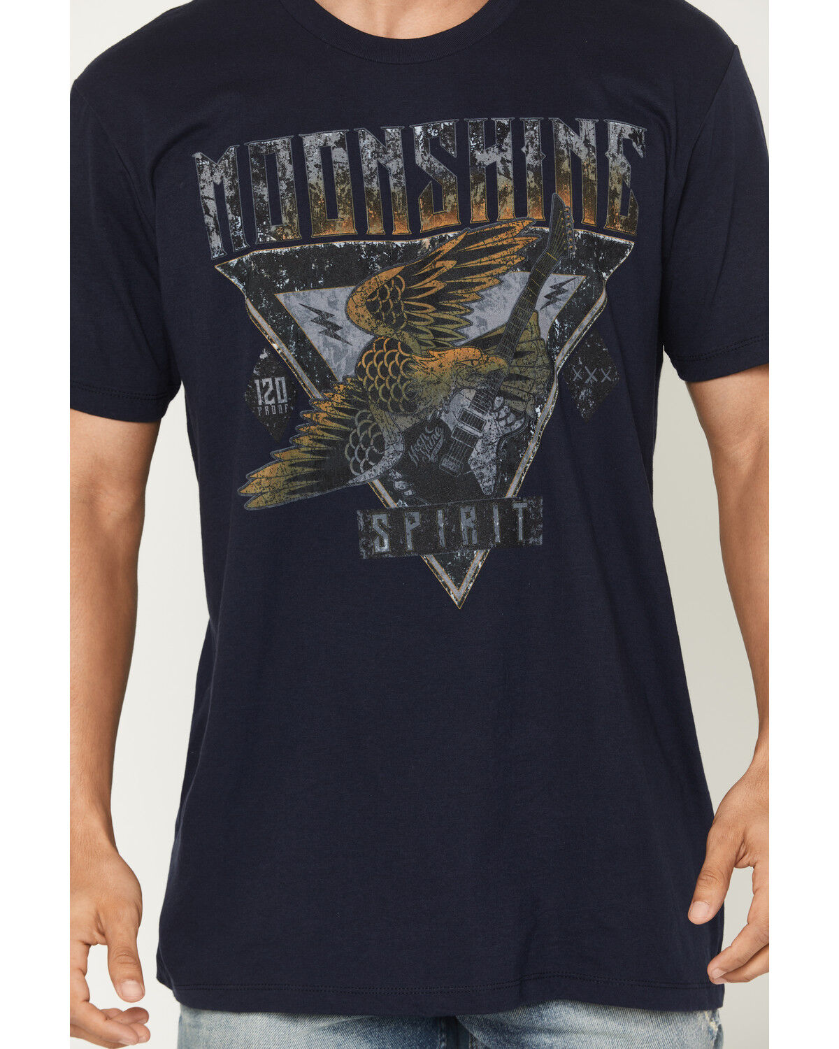 Image #3 - Moonshine Spirit&reg; Men's R and R Eagle Short Sleeve Graphic T-Shirt, Navy, hi-res