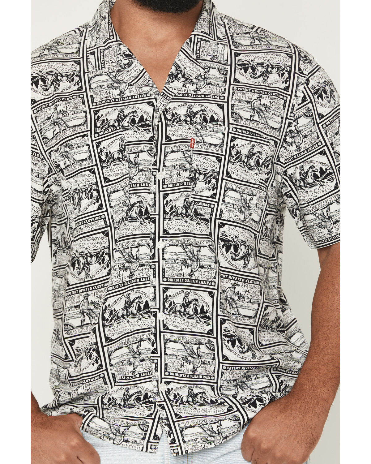 Image #3 - Levi's Men's Camper Miner Niner Heritage Short Sleeve Button-Down Western Shirt, Black, hi-res