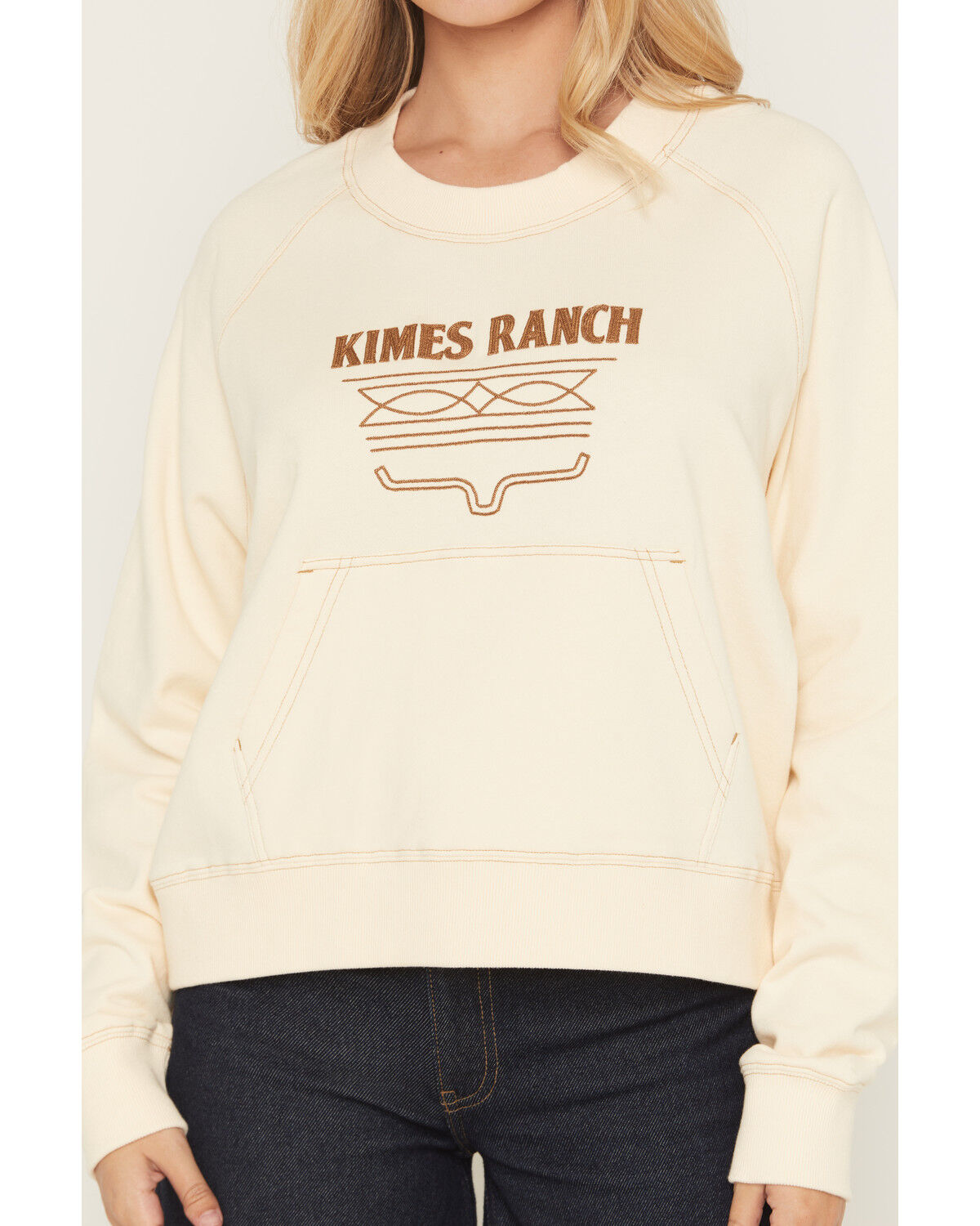 Image #3 - Kimes Ranch Women's Lexi Logo Embroidered Crewneck, Cream, hi-res