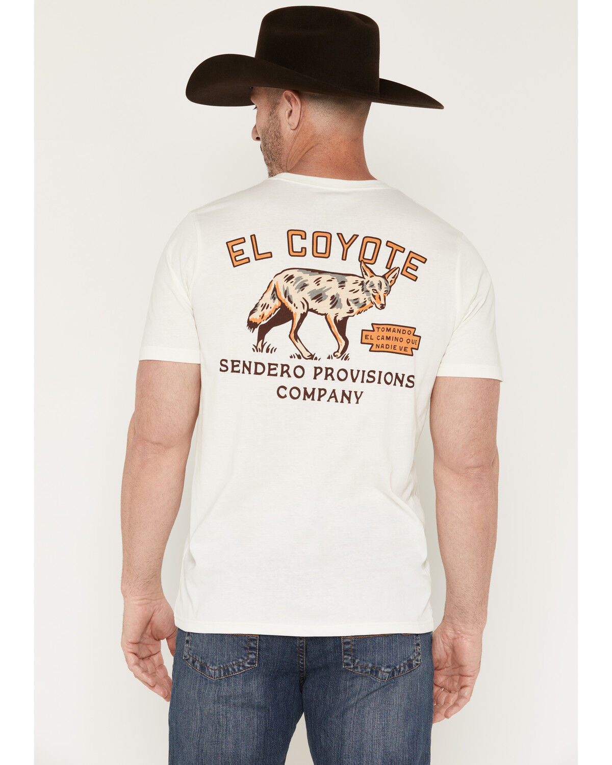 Image #1 - Sendero Provisions Men's Coyote Short Sleeve Graphic T-Shirt, White, hi-res
