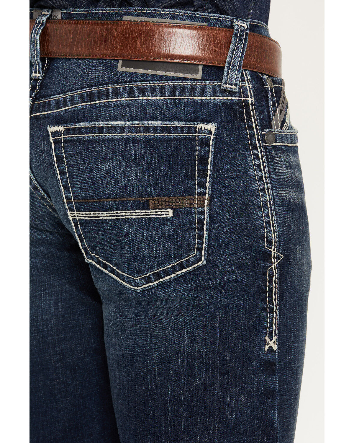 Image #4 - Ariat Men's M8 Hillcrest Carlington Dark Wash Straight Stretch Denim Jeans, Dark Wash, hi-res