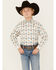 Image #1 - Rock & Roll Denim Boys' Steer Head Southwestern Print Long Sleeve Pearl Snap Stretch Western Shirt , White, hi-res