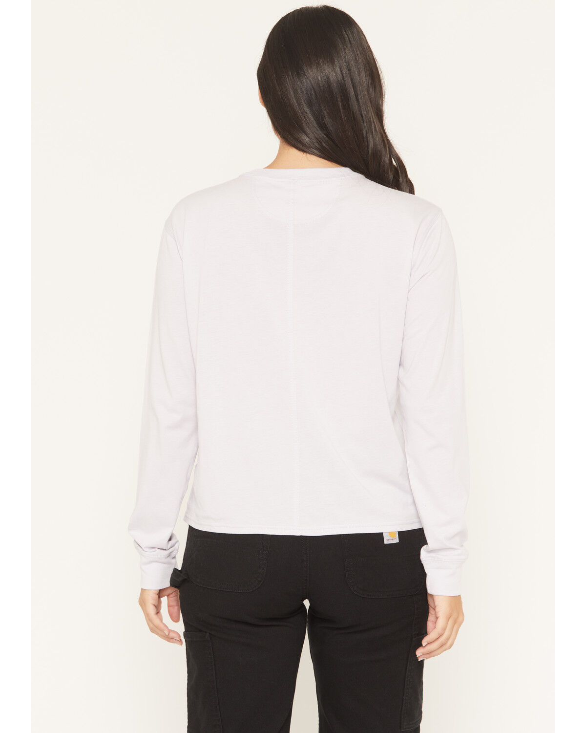 Image #4 - Carhartt Women's TENCEL&trade; Fiber Series Loose Fit Long Sleeve Crewneck Pocket T-Shirt, Lavender, hi-res