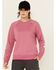 Image #1 - Carhartt Women's Relaxed Fit Midweight Graphic Crew Neck Sweatshirt, Dark Pink, hi-res