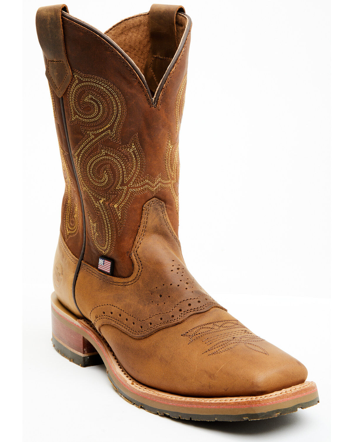 Double H Men's Boot Barn Exclusive 11" Domestic I.C.E&trade; Saddle Vamp Performance Western Boots - Broad Square Toe, Brown, hi-res