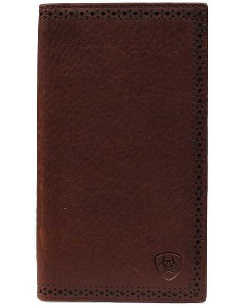 Image #1 - Ariat Men's Rodeo Bi-Fold Leather Checkbook Cover Wallet, Copper, hi-res