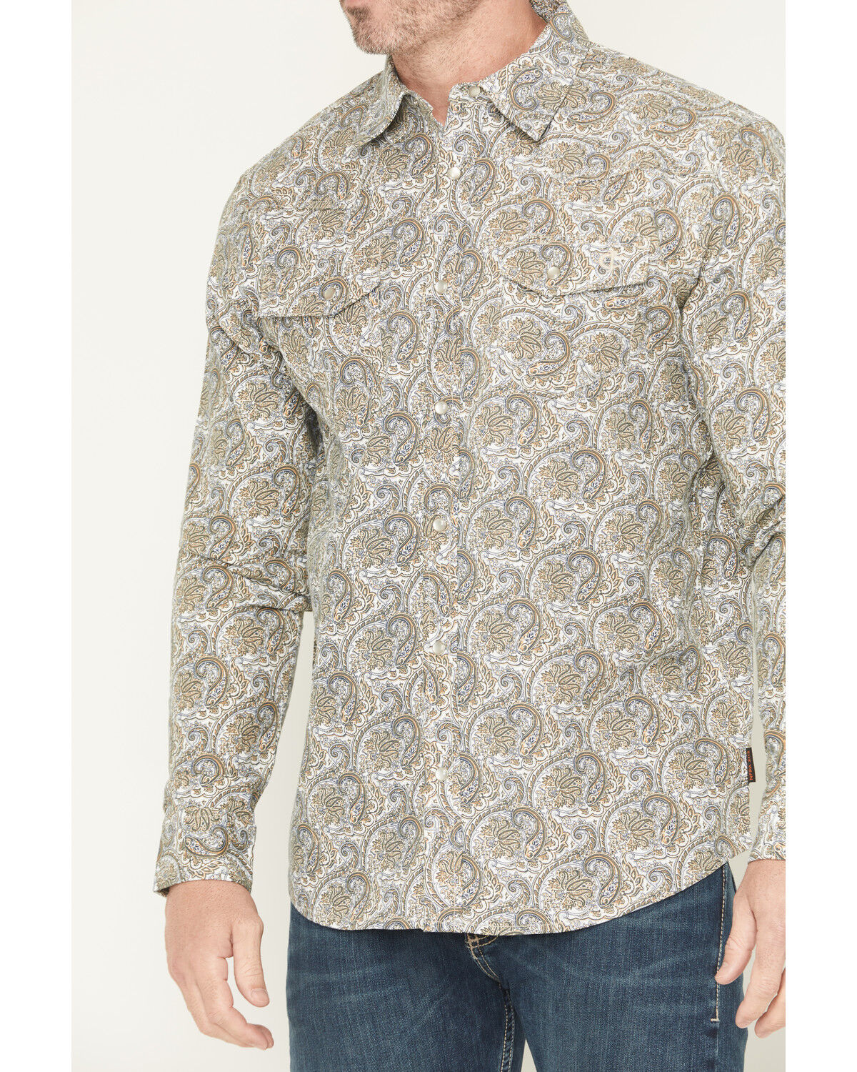 Image #2 - Cody James Men's FR Paisley Print Long Sleeve Snap Work Shirt, Tan, hi-res