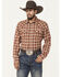 Image #1 - Blue Ranchwear Men's Cumberland Plaid Print Long Sleeve Snap Work Shirt, Russett, hi-res