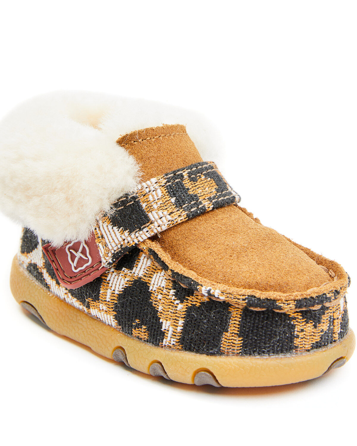 Image #1 - Twisted X Infant Kid's Cheetah Print Shoes - Moc Toe, Tan, hi-res