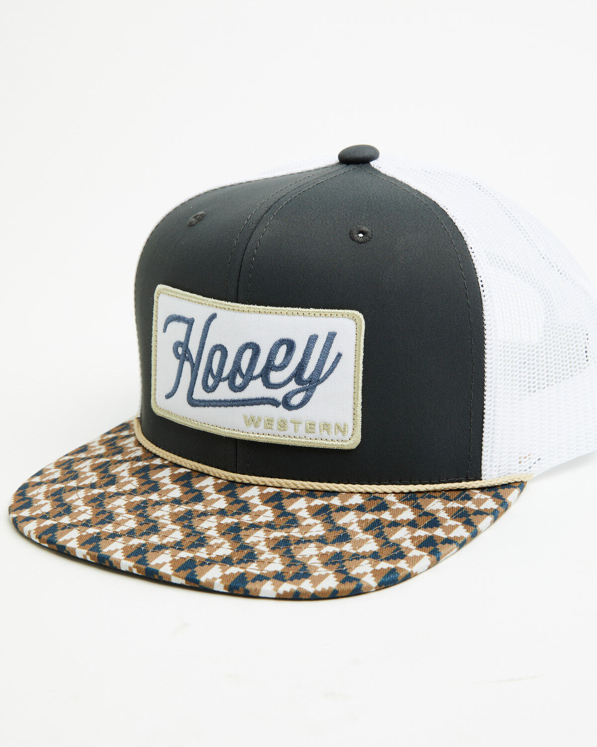 Image #1 - Hooey Men's Boot Barn Exclusive Southwestern Ball Cap, Black/white, hi-res