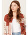 Image #2 - Miss Me Women's Southwestern Print Color Block Shacket , Red, hi-res