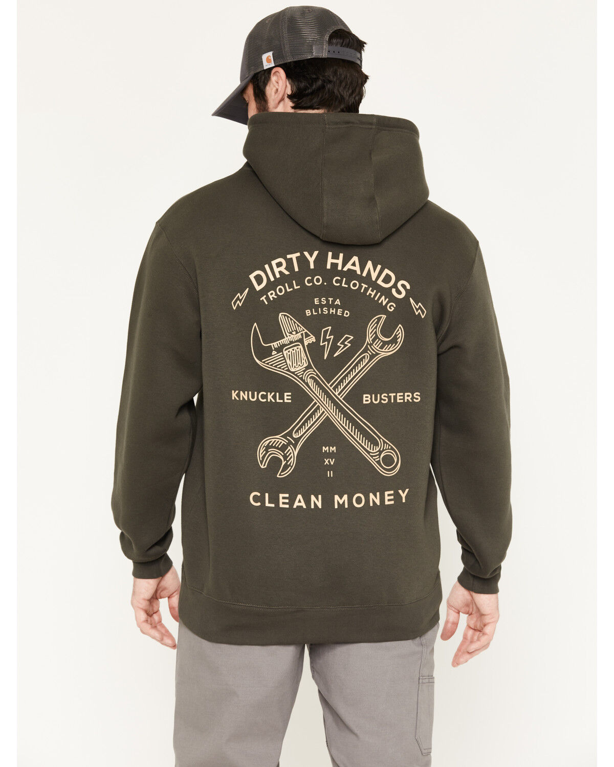Image #1 - Troll Co Men's DHCM Twisting Wrenches Graphic Hooded Sweatshirt, Black, hi-res