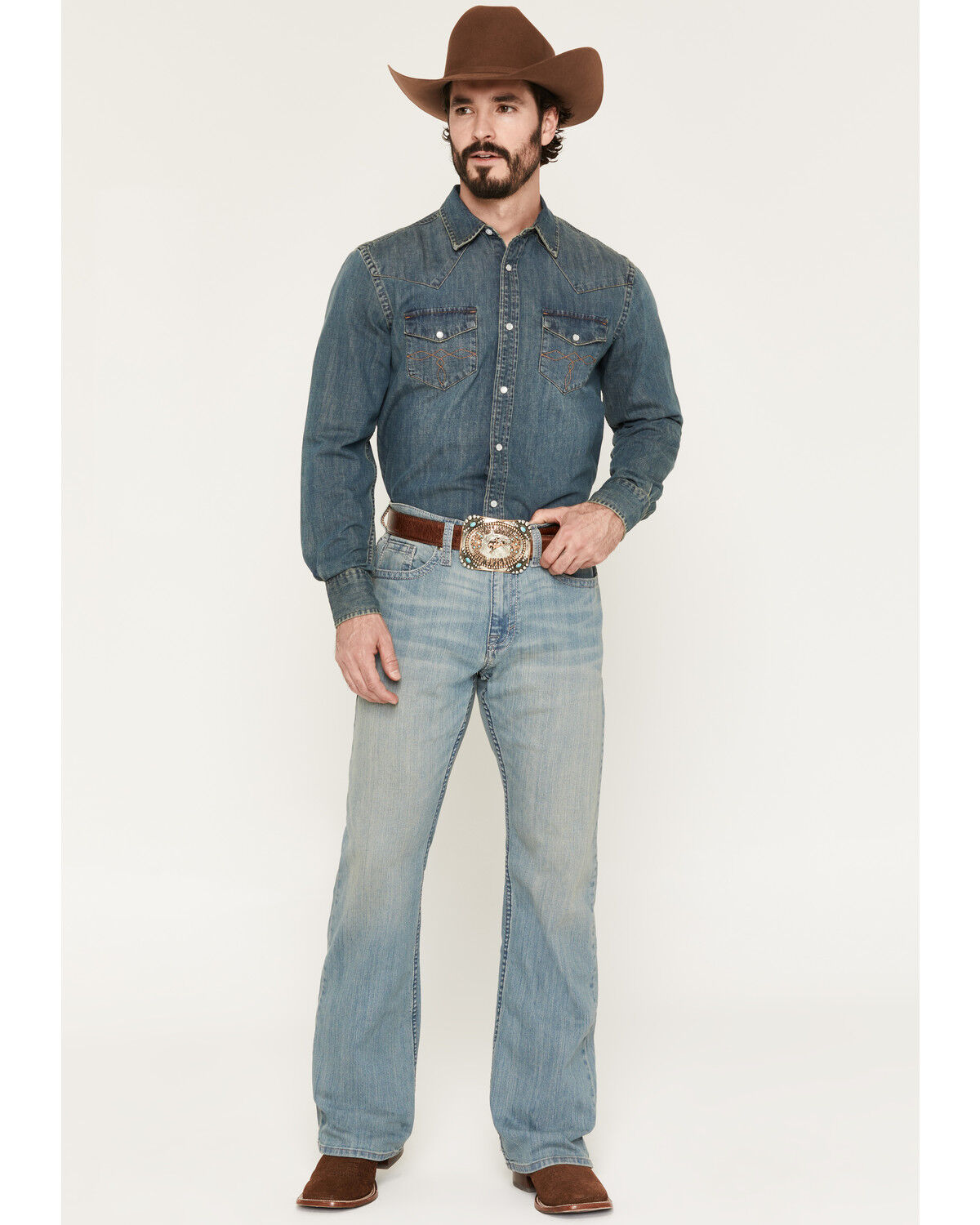 Cody James Men's Hamshackle Wash Duke Relaxed Bootcut Stretch Denim Jeans, Blue, hi-res