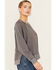 Image #4 - Cleo + Wolf Women's Double Shot Long Sleeve Crew Neck Graphic Sweatshirt, Dark Grey, hi-res