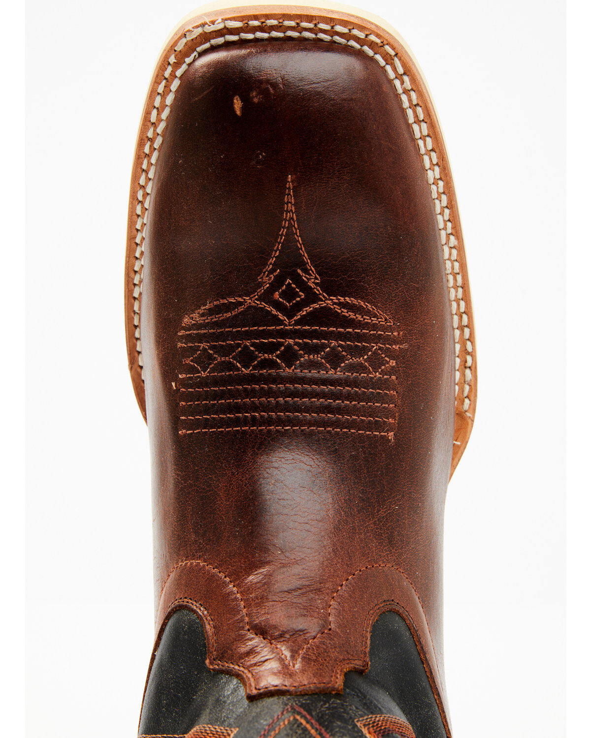 Image #6 - RANK 45&reg; Men's Bullet Saddle Western Performance Boots - Broad Square Toe, Black/brown, hi-res