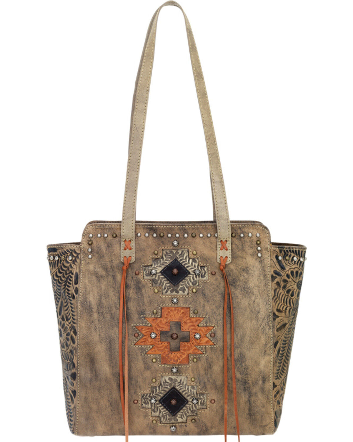 Image #4 - American West Navajo Soul Zip Top Tote, Dark Brown, hi-res