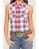 Image #3 - Shyanne Women's Rushmore Dobby Plaid Print Sleeveless Snap Western Shirt, Red/white/blue, hi-res