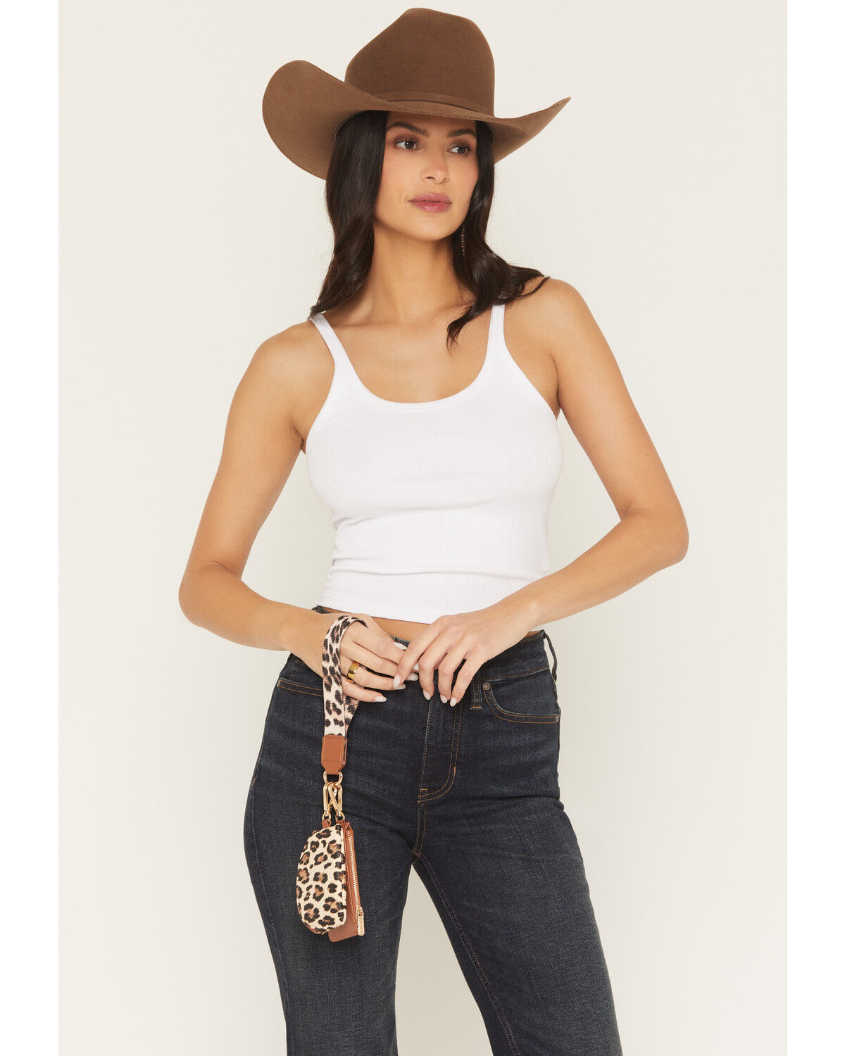 Image #1 - Wrangler Women's Boot Barn Exclusive Leopard Print Keychain Coin Wallet, Brown, hi-res