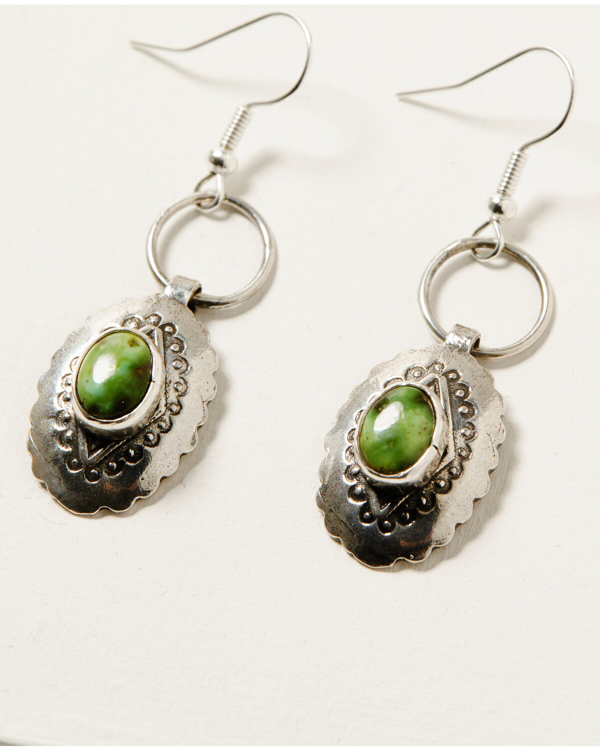 Image #2 - Broken Arrow Jewelry Women's Oval Concho Earrings, Silver, hi-res