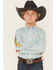 Image #1 - Ariat Boys' Team Logo Geo Print Long Sleeve Button-Down Western Shirt, Aqua, hi-res