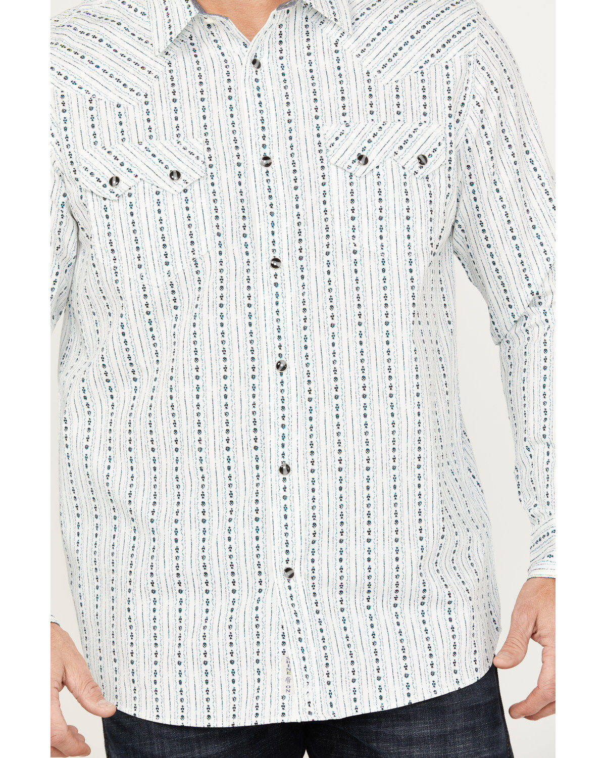 Image #3 - Moonshine Spirit&reg; Men's Elderflower Striped Long Sleeve Western Snap Shirt, White, hi-res