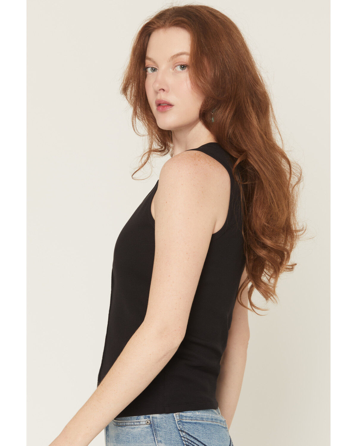 Image #2 - Idyllwind Women's Solid Sleeveless Snap Rib Knit Tank Top, Black, hi-res