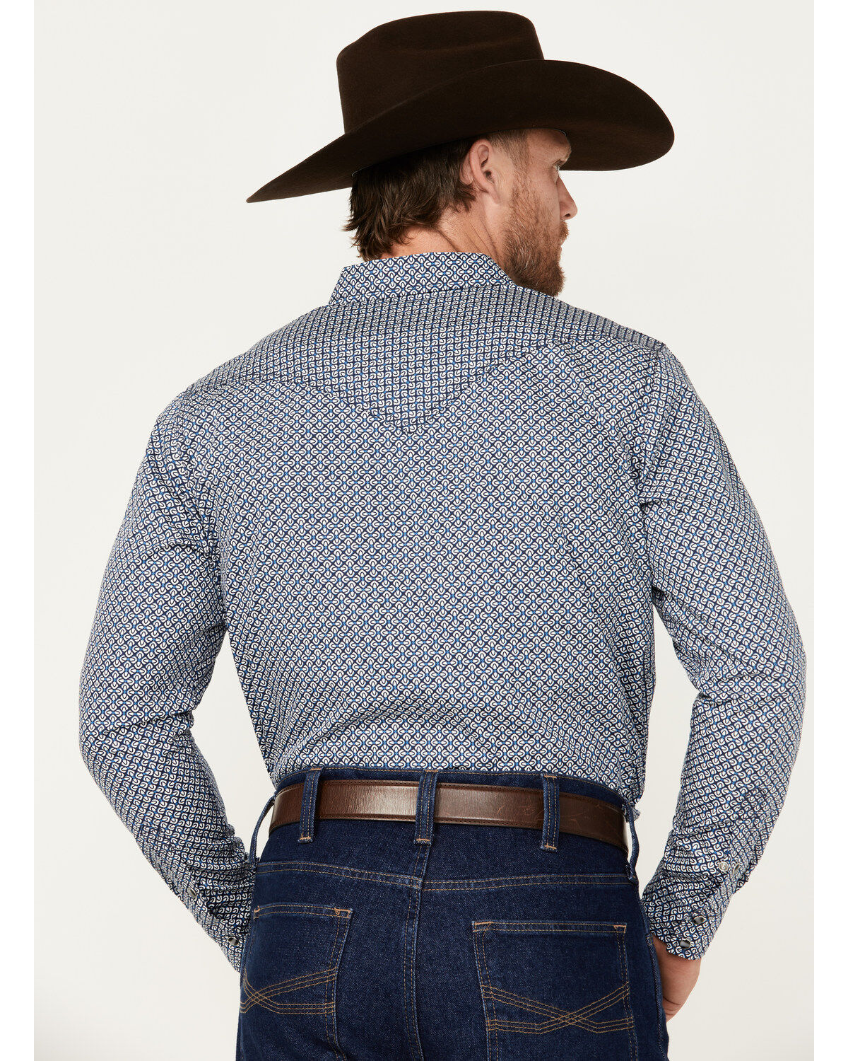 Image #4 - Cody James Men's Reride Geo Print Long Sleeve Snap Western Shirt, Navy, hi-res