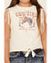 Image #3 - Shyanne Girls' Cowgirl State Fringe Sleeve Tie-Front Tee, Off White, hi-res