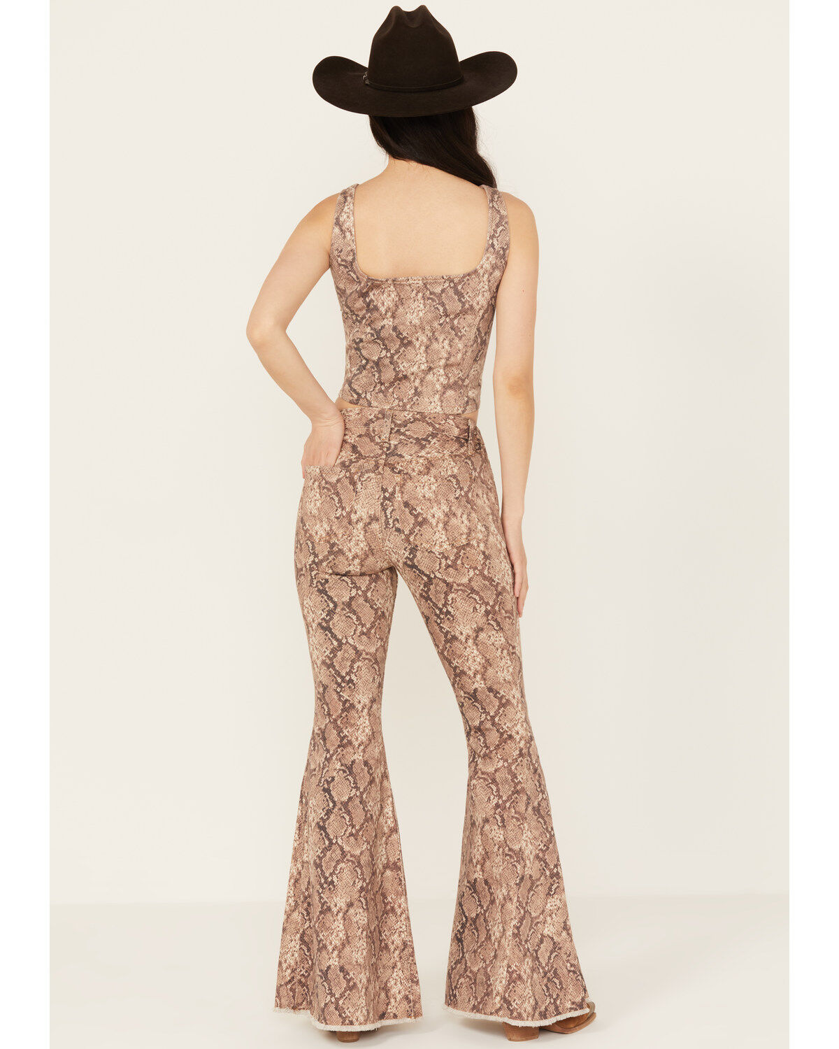 Image #4 - Shyanne Women's High Rise Snake Print Super Flare Jeans, Taupe, hi-res