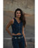 Image #1 - Shyanne Women's Lucy Floral Print Vest, Dark Wash, hi-res