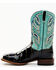 Image #3 - Dan Post Men's Eel Exotic Western Boots - Broad Square Toe, Black/blue, hi-res