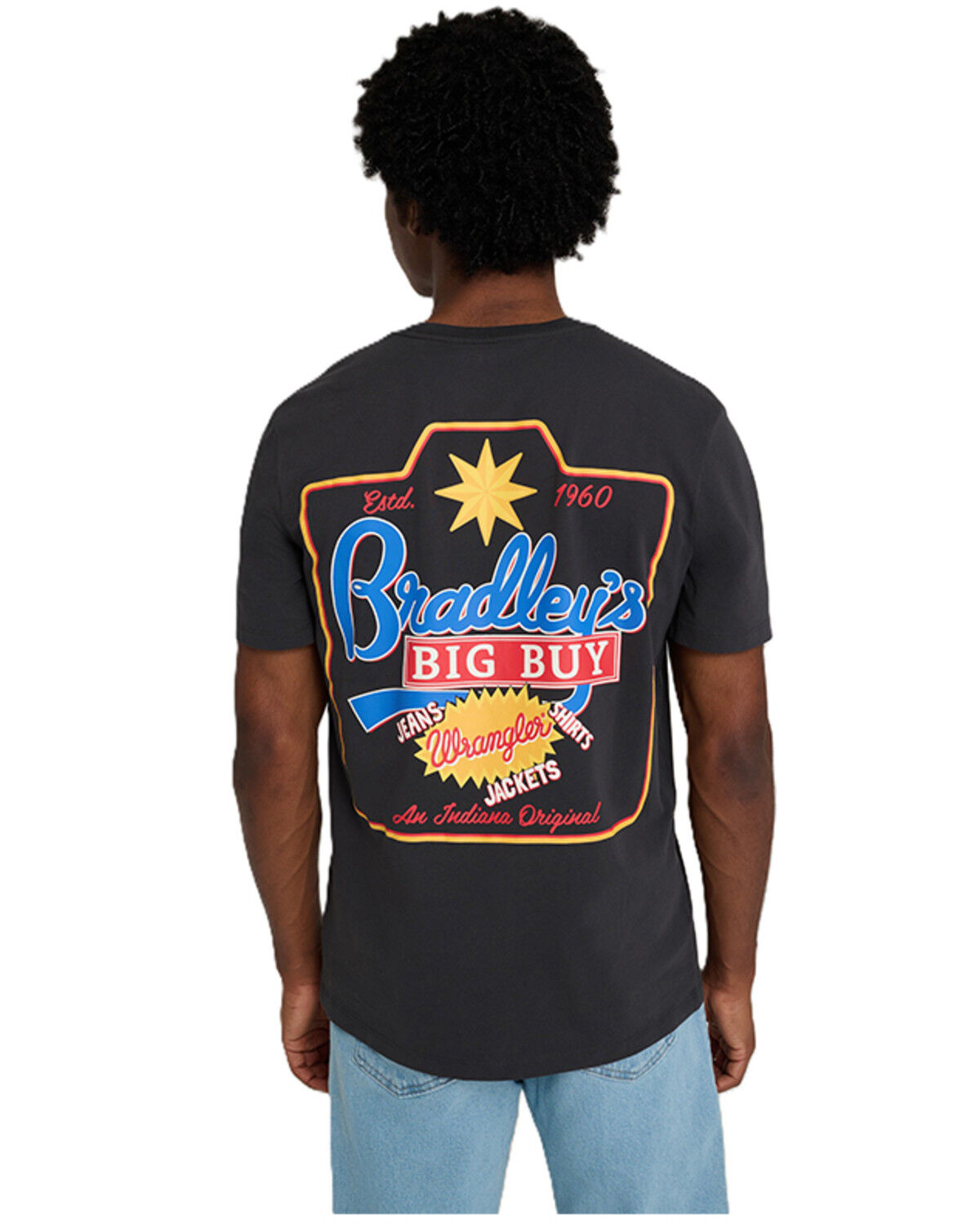 Image #1 - Wrangler X Stranger Things Men's Bradley's Big Buy Short Sleeve Graphic T-Shirt, Black, hi-res
