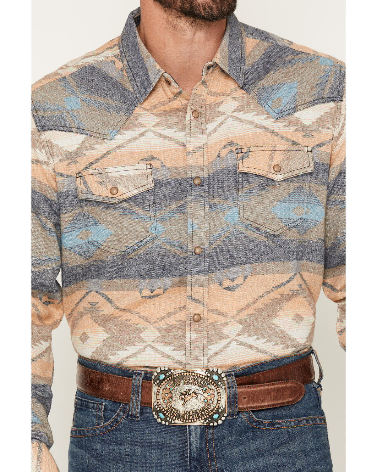 Image #3 - Cody James Men's Arrow Bear Southwestern Print Long Sleeve Snap Flannel Shirt - Tall, Multi, hi-res