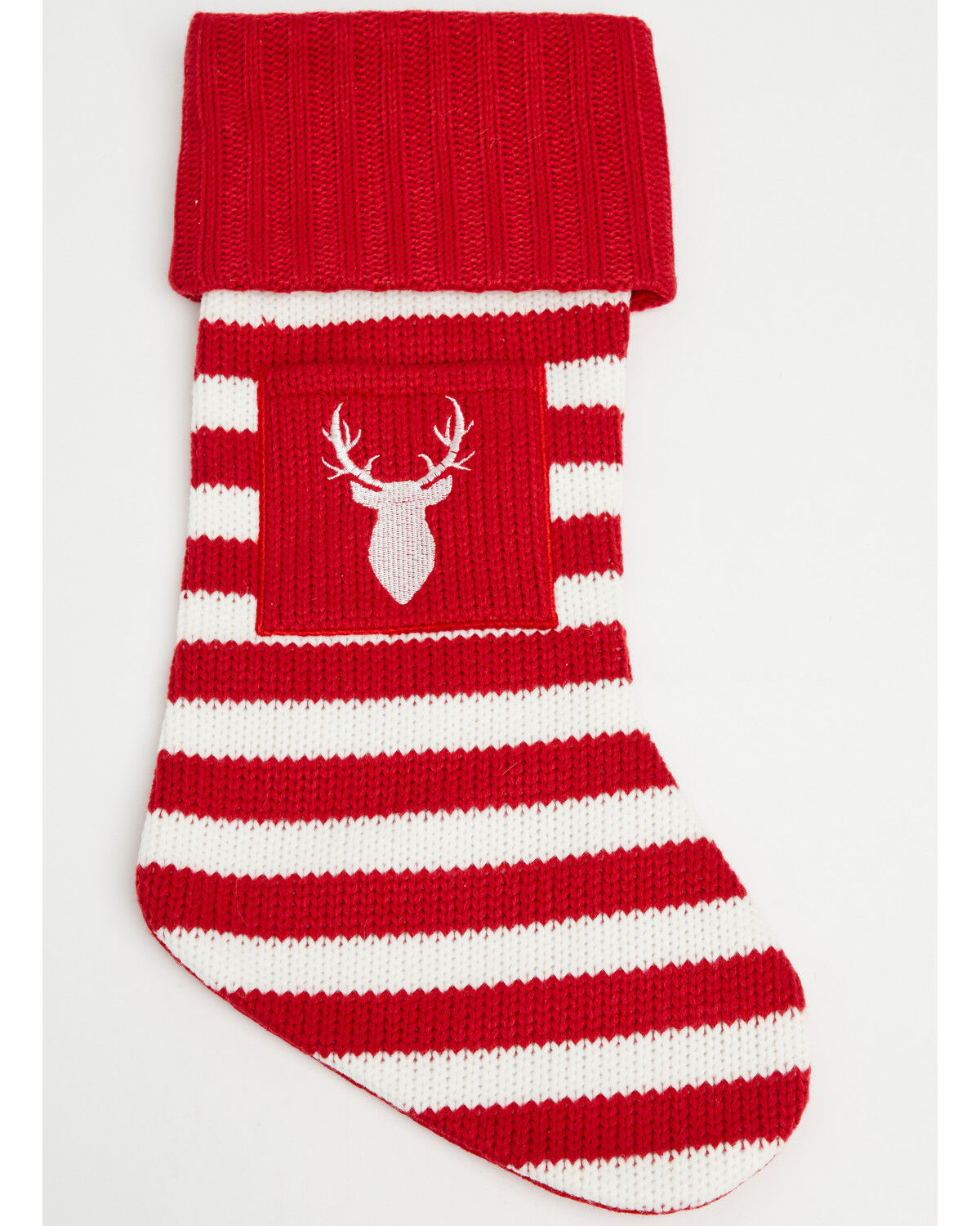 Image #1 - Kurt Adler Red and White Knitted Deer Stocking, Multi, hi-res