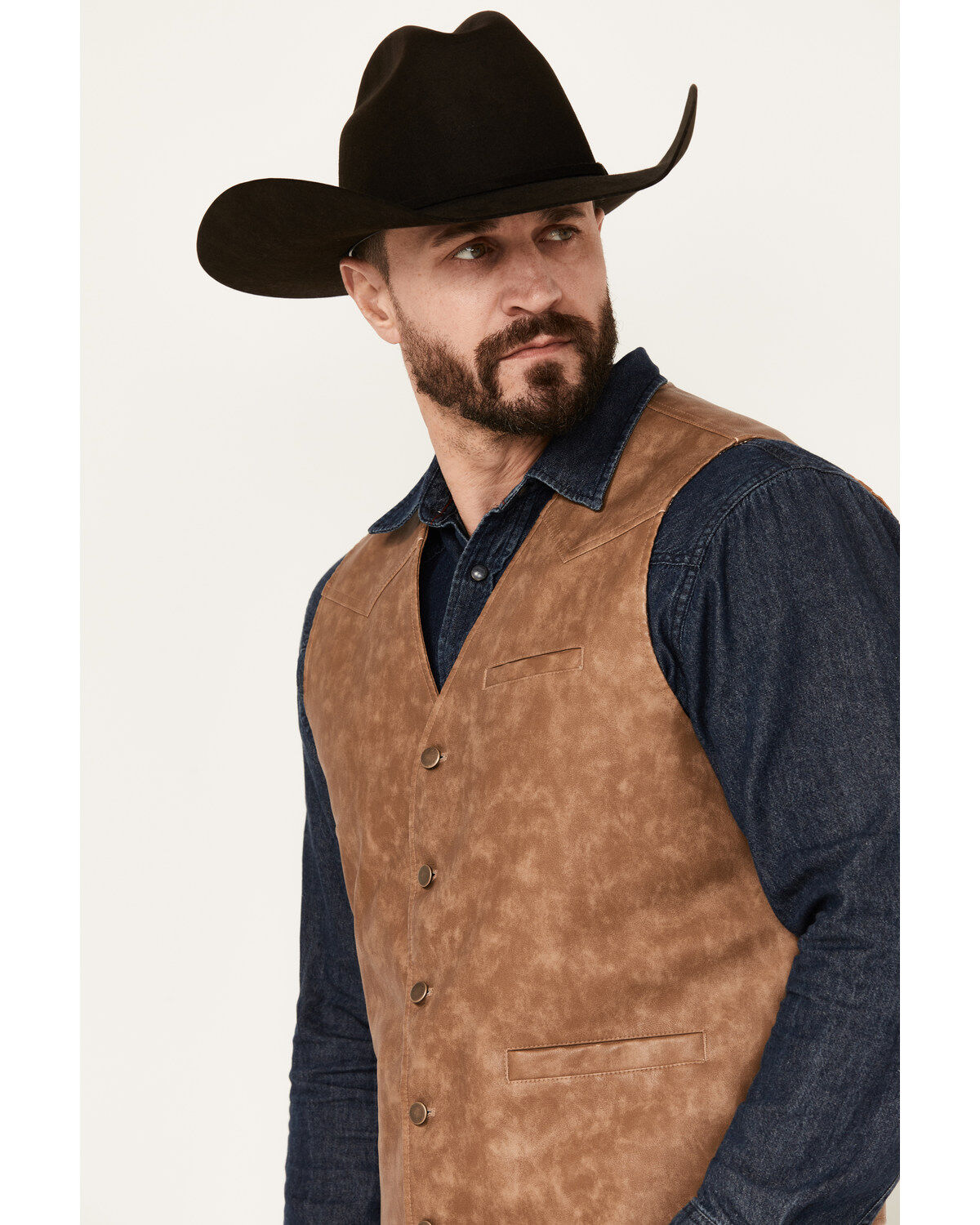 Image #2 - Cody James Men's Hoof Print Faux Leather Vest, Tan, hi-res
