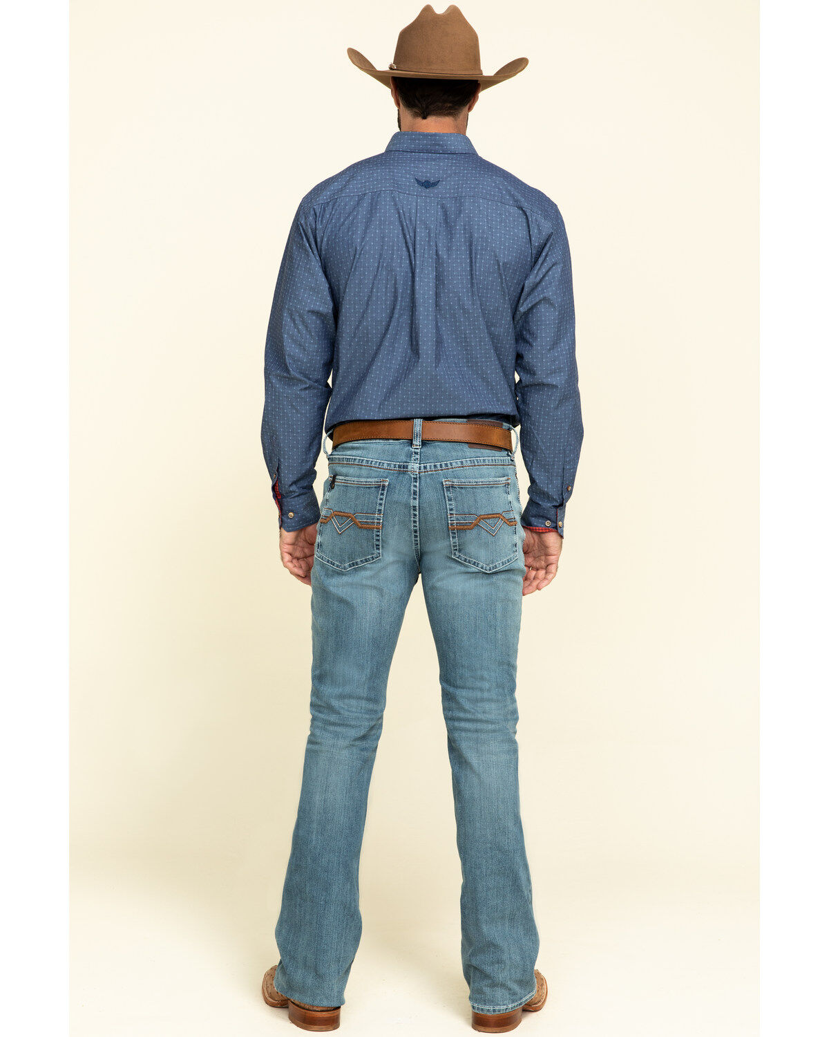 Image #5 - RANK 45&reg; Men's Scoreline Wash Trigger Slim Bootcut 4-Way Performance Stretch Denim Jeans, Blue, hi-res