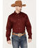 Image #1 - RANK 45® Men's Solid Basic Twill Logo Long Sleeve Button-Down Western Shirt - Big, Wine, hi-res