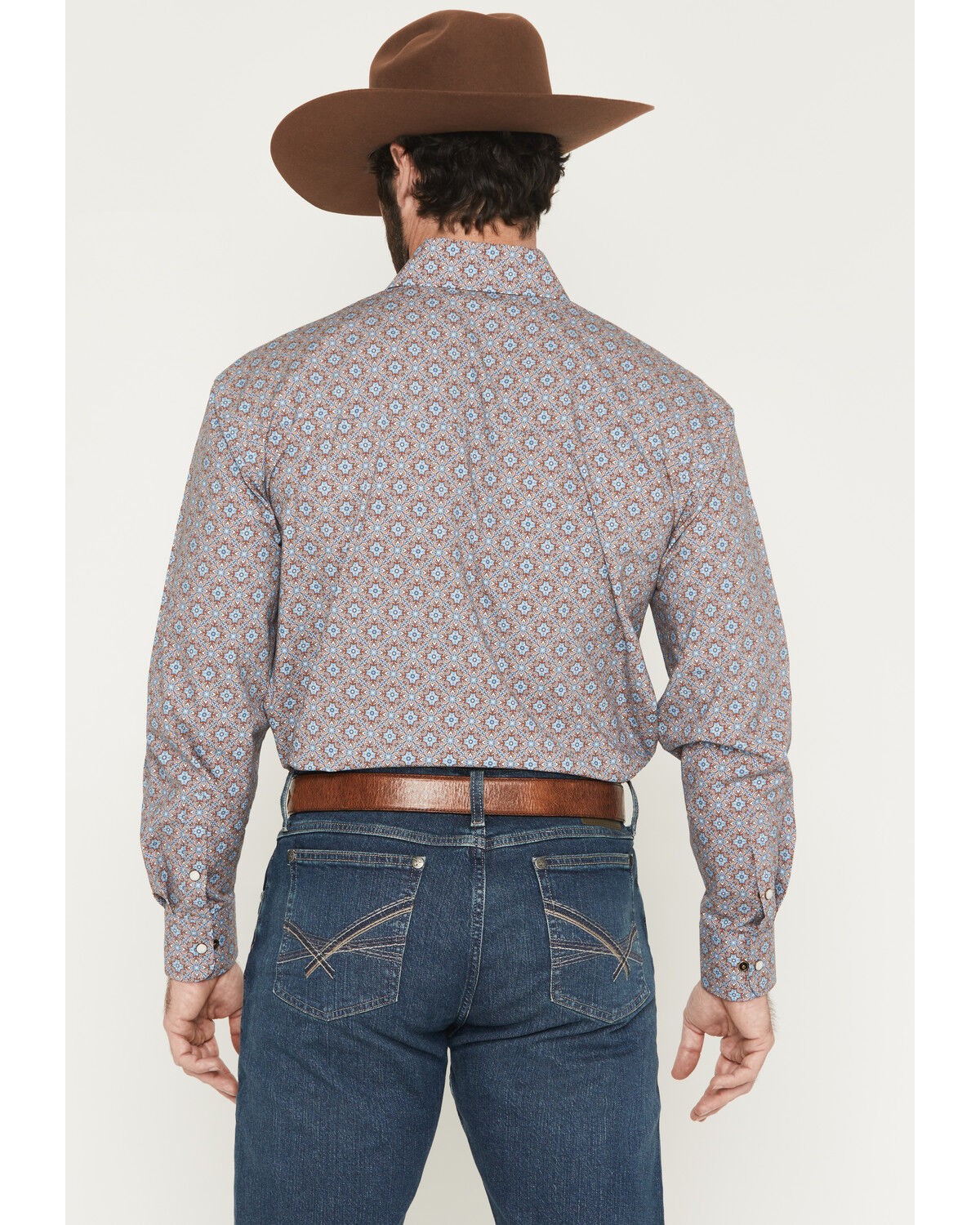 Image #4 - Panhandle Slim Men's Medallion Print Long Sleeve Snap Western Shirt, Rust Copper, hi-res
